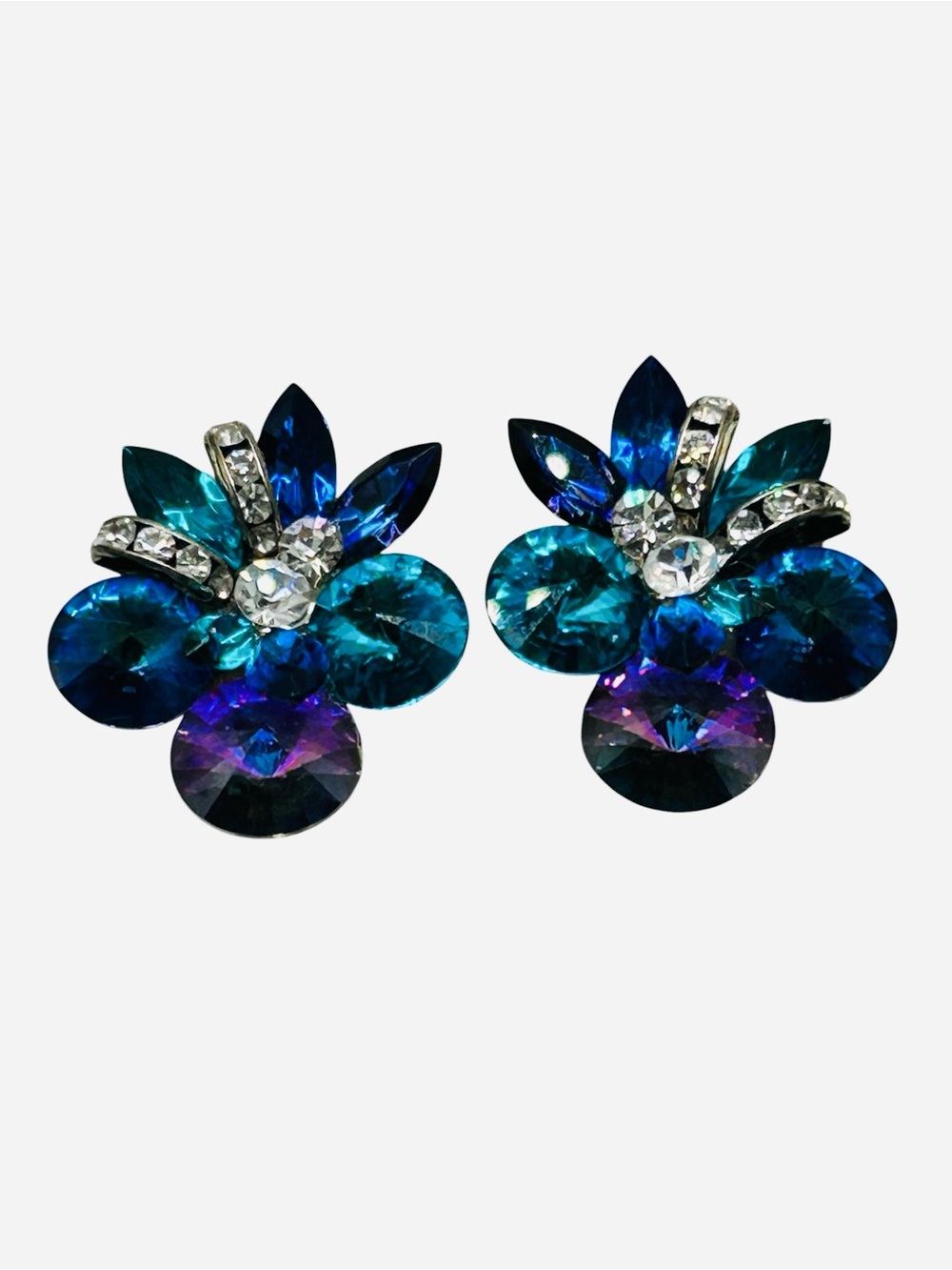 Vintage 1980’s Rivoli Rhinestone Clip Earrings